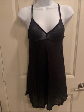 Free People Black Sheer V-Neck Chemise